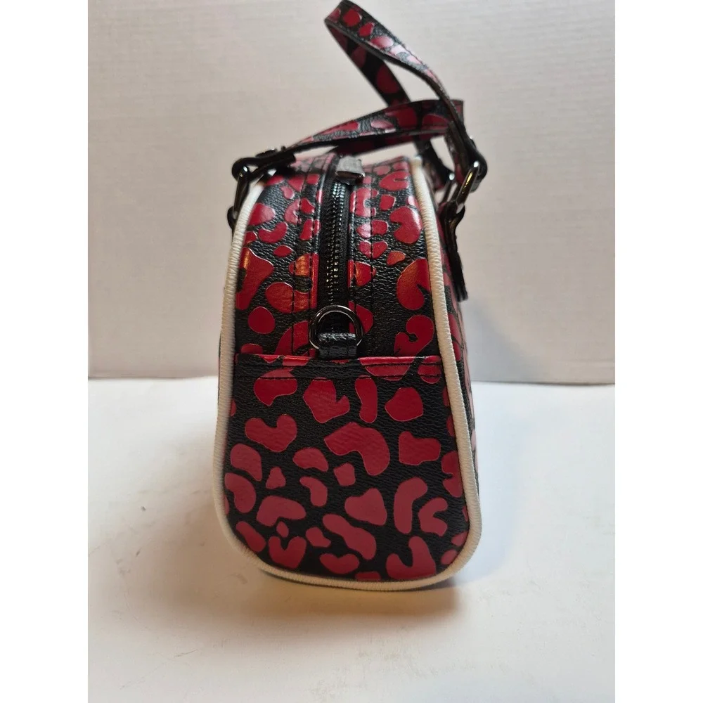 Von Dutch Red Cheetah Mini Bowling Bag Satchel VDBB-1005RED Crossbody NWT